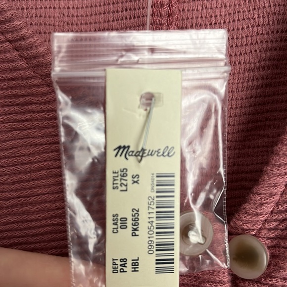 Madewell Pink V-Neck Button Up Tank Top, NWT - Picture 5 of 6